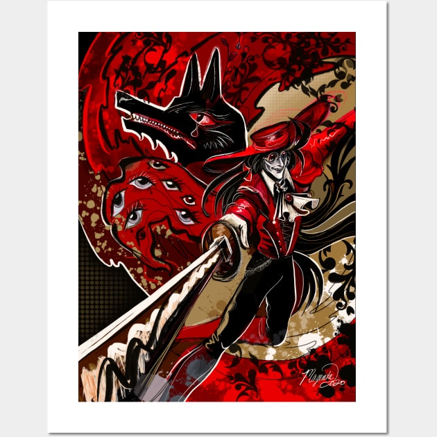 ALUCARD Inner demons Vampire Illustration Hellsing Wall Art by Magenta Arts